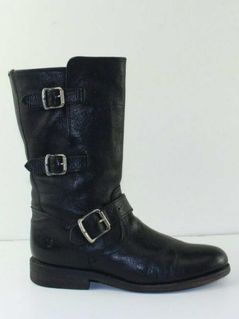 Frye Tall Buckle Black Leather Women Boots (6.5 US)